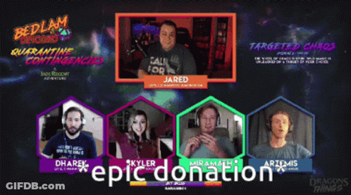Group Of People On Screen Saying Epic Donation GIF