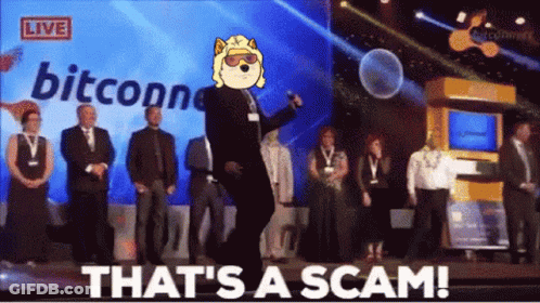 Group Of People On Stage Saying That's A Scam GIF