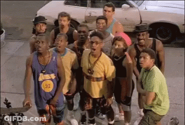 Group Of People One In Lakers Jersey GIF