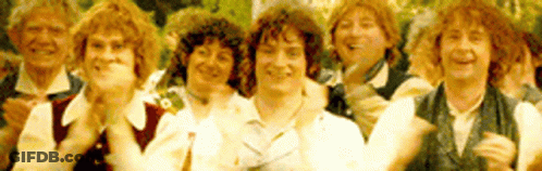Group Of People Raising Hands And Smiling GIF