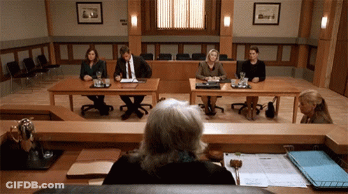 Group Of People Sitting In Court Room GIF