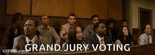 Group Of People Sitting In Courtroom Grand Jury Voting GIF