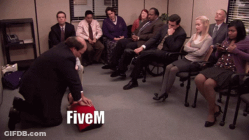 Group Of People Sitting In Room With Fivem GIF