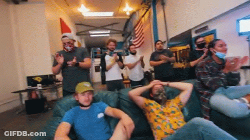 Group Of People Sitting On Couch Clapping GIF
