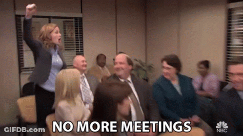 Group Of People Sitting With No More Meetings GIF