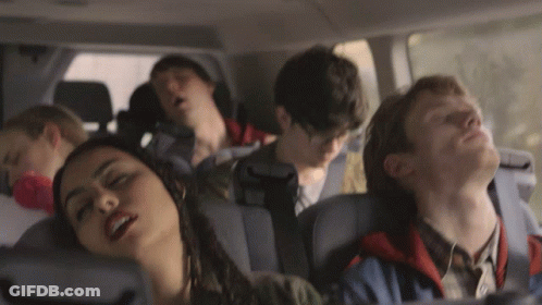 Group Of People Sleeping In Back Of Van GIF