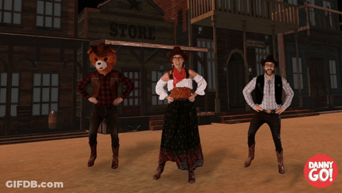 Group Of People Standing In Front Of Store Saying Store GIF