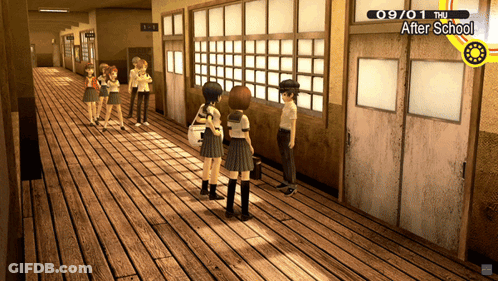 Group Of People Standing In Hallway 09/01 GIF