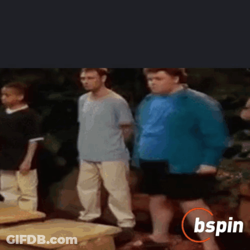 Group Of People Standing With Bspin Logo GIF