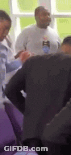 Group Of People Talking In Purple Chairs GIF