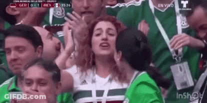Group Of People Watching Soccer Woman Covering Mouth GIF
