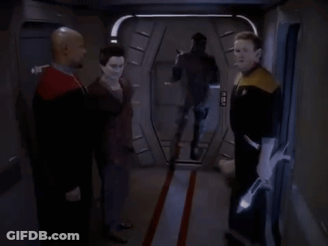 Group Of People With Chief Miles O'Brien GIF
