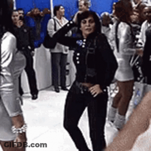Group Of People With Dancing Woman GIF
