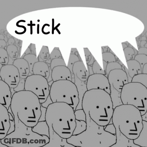 Group Of People With Stick To Tech Speech Bubble GIF