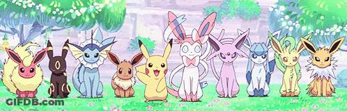 Group Of Pokemon Standing On Grassy Field GIF