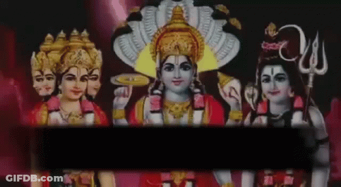 Group Of Religious Deities On Red Background GIF