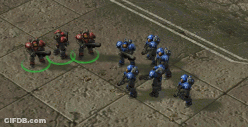 Group Of Robots Surrounded By Green Circle GIF