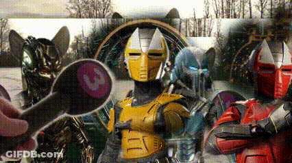 Group Of Robots With Letter B On Chest GIF