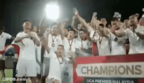 Group Of Soccer Players Holding Champions Trophy GIF