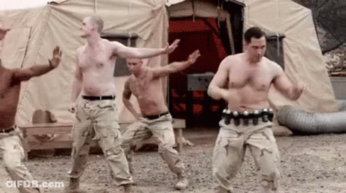Group Of Soldiers Dancing GIF