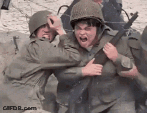Group Of Soldiers Fighting In Trench GIF