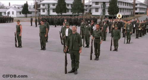 Group Of Soldiers Standing In Line GIF