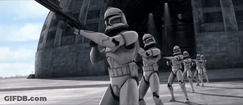 Group Of Stormtroopers Standing Next To Each Other GIF