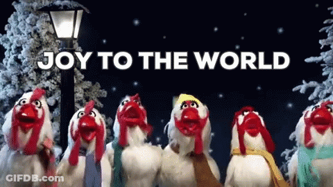 Group Of Turkeys Singing Joy To The World In Front Of Street Light GIF