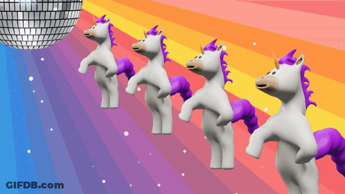 Group Of Unicorns In Front Of Disco Ball GIF