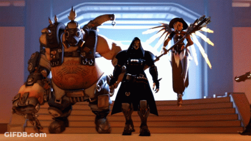 Group Of Video Game Characters On Steps GIF