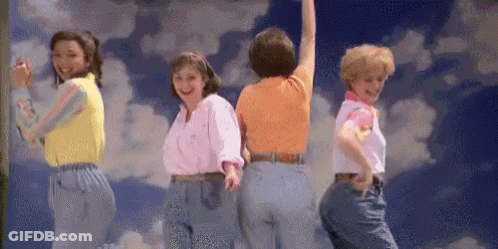 Group Of Women Dancing In Front Of Cloudy Sky GIF