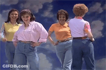 Group Of Women Dancing In Front Of Cloudy Sky GIF