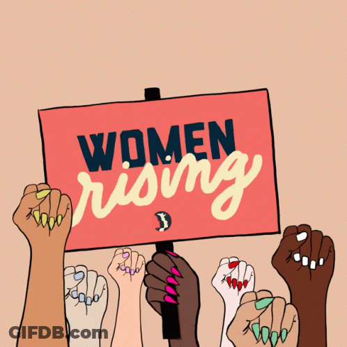 Group Of Women Holding Sign Saying Women Rising GIF