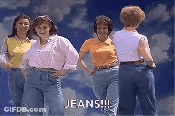 Group Of Women In Jeans Smiling GIF
