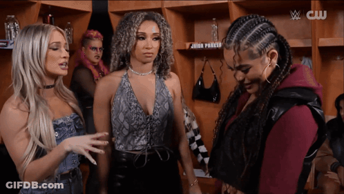 Group Of Women In Locker Room With CW Logo GIF
