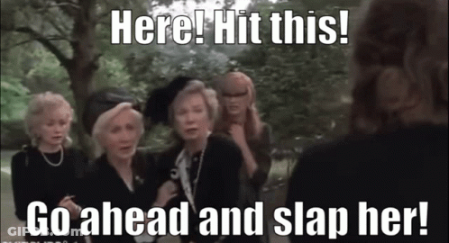 Group Of Women Saying Here Hit This Go Ahead And Slap Her GIF