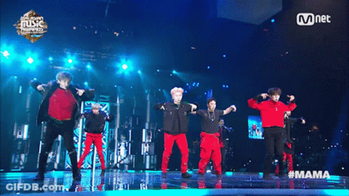 Group Of Young Men Performing At Mnet Music Awards GIF