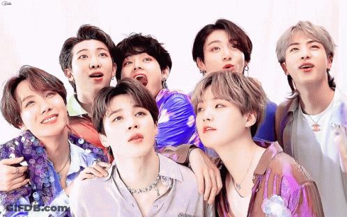 Group Of Young Men Posing One Wearing Jimin Necklace GIF