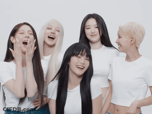 Group Of Young Women Posing One Laughing GIF