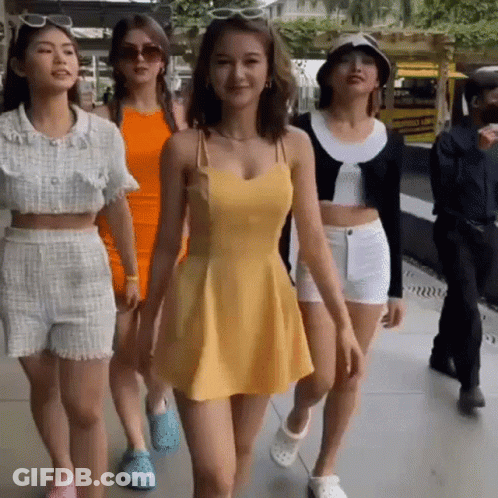 Group Of Young Women Walking GIF