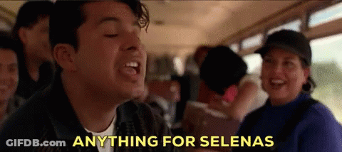 Group On Bus Saying Anything For Selena GIF