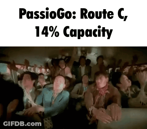 Group On Bus With Hands Up Passio Go Route C 14% Capacity GIF