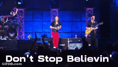 Group On Stage Don't Stop Believin GIF