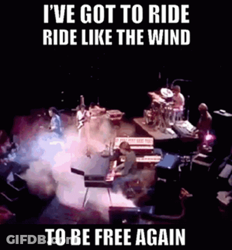 Group On Stage Saying I've Got To Ride Ride Like The Wind To Be Free Again GIF