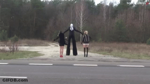 Group On Stilts With Slenderman GIF