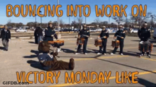 Group Playing Drums In Parking Lot Bouncing Into Work On Victory Monday GIF