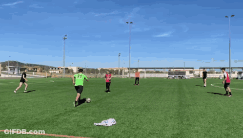 Group Playing Soccer On Green Field GIF