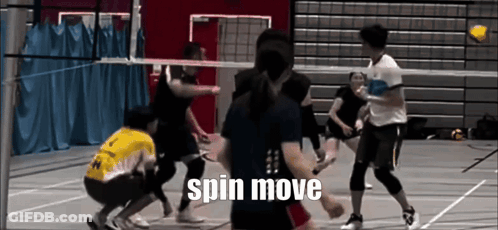 Group Playing Volleyball Spin Move GIF