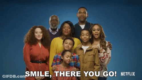 Group Posing For Picture Smile There You Go By Netflix GIF