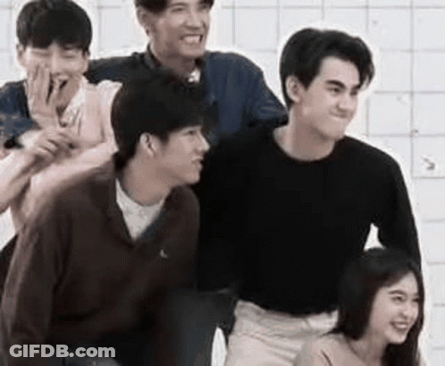 Group Posing In Bathroom GIF